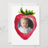 Invitation Berry rose Premier anniversaire fraise photo perso (Dos)