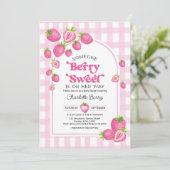 Invitation Berry rose Retro Sweet Baby Girl Douche (Debout devant)