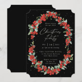Invitation Berry rouge élégant + fête de Noël Eucalyptus (Devant / Derrière)