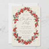Invitation Berry rouge élégant + fête de Noël Eucalyptus (Devant)