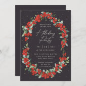 Invitation Berry rouge élégant + Fête Eucalyptus (Devant / Derrière)