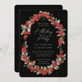 Invitation Berry rouge élégant + Fête Eucalyptus (Devant / Derrière)