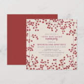 Invitation Berry Rouge Hiver 19E Anniversaire Surprise Party (Devant / Derrière)