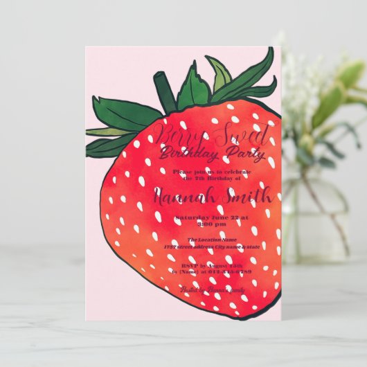 Invitation Berry rouge rose doux (Debout devant)