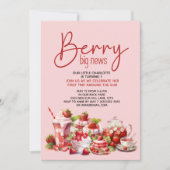 Invitation Berry rouge rose fraise 1er anniversaire (Devant)