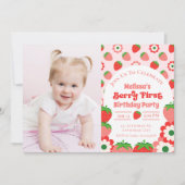 Invitation Berry rouge rose mignon photo d'origine (Devant)