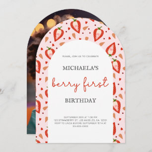 Invitation Berry Rouge rose Premier Anniversaire Arch Photo
