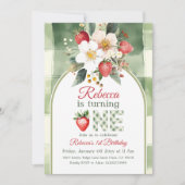 Invitation Berry Rouge Rouge Rouge Rustique Premier anniversa (Devant)