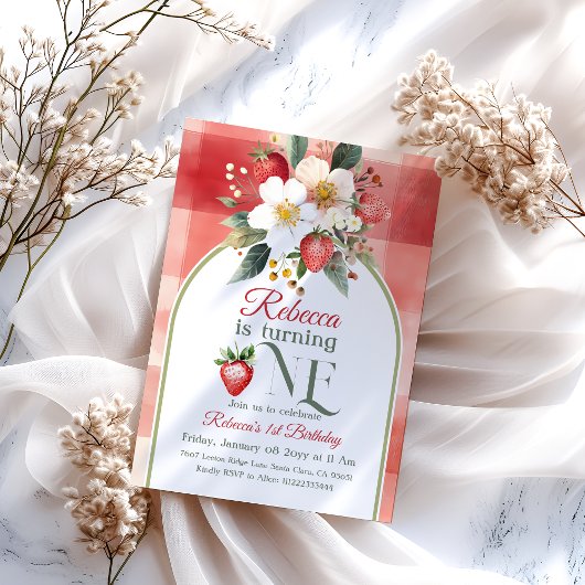 Invitation Berry Rustique Red Strawberry Premier 1er annivers