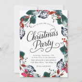 Invitation Berry Snow Leaf fleur de Noël Wath Script Foil (Devant)