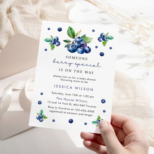 Invitation Berry Special Baby 1er Anniversaire Blueberry