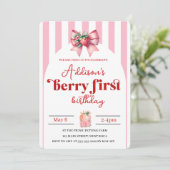 Invitation Berry Sweet 1er anniversaire avec photo (Debout devant)
