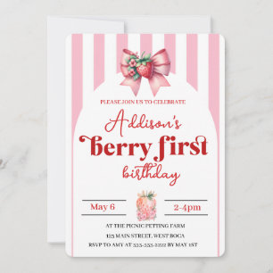 Invitation Berry Sweet 1er anniversaire avec photo