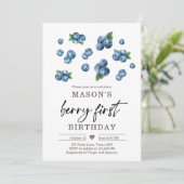 Invitation Berry Sweet 1er anniversaire Boy Blueberry Invitat (Debout devant)