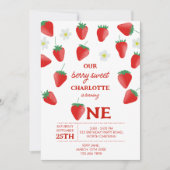 Invitation Berry Sweet 1er Anniversaire Fraise Turner One (Devant)