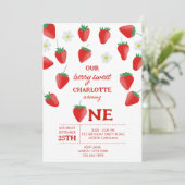 Invitation Berry Sweet 1er Anniversaire Fraise Turner One (Debout devant)