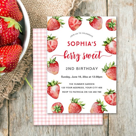 Invitation Berry Sweet 2e Anniversaire de Fraise