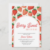 Invitation Berry Sweet À damiers Baby shower de fraise (Devant)