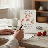 Invitation Berry Sweet Adventure Watercolor Strawberry Bunny 