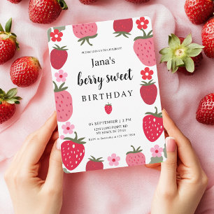 Invitation Berry Sweet Anniversaire aux fraises