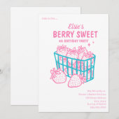 Invitation Berry Sweet Anniversaire Doodday Pink Strawberry (Devant / Derrière)