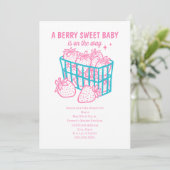 Invitation Berry Sweet Baby Doodle Pink Strawberry Girl (Debout devant)