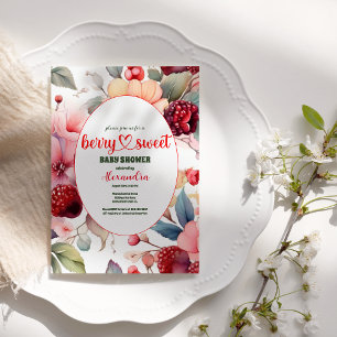 Invitation Berry Sweet Baby Girl Baby shower fraise