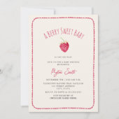 Invitation Berry Sweet Baby Raspberry Doodle Girl Baby shower (Devant)