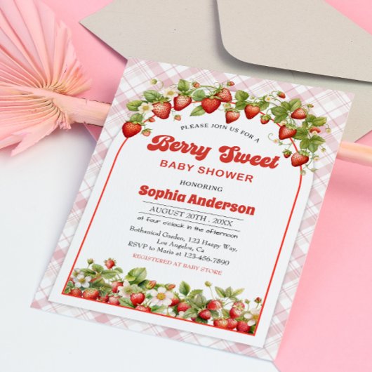 Invitation Berry Sweet Baby shower avec thème fraise