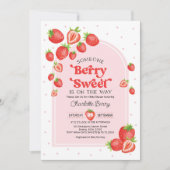 Invitation Berry Sweet Baby shower | Boho Pink Strawberry (Devant)