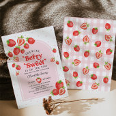 Invitation Berry Sweet Baby shower | Boho Pink Strawberry