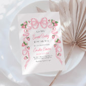 Invitation Berry Sweet Baby shower Bow rose