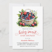 Invitation Berry Sweet Baby shower Fleurs Berries (Devant)