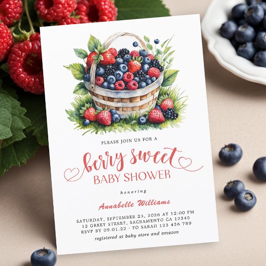 Invitation Berry Sweet Baby shower Fleurs Berries