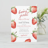 Invitation Berry Sweet Baby shower fraise (Debout devant)