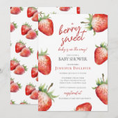 Invitation Berry Sweet Baby shower fraise (Devant / Derrière)