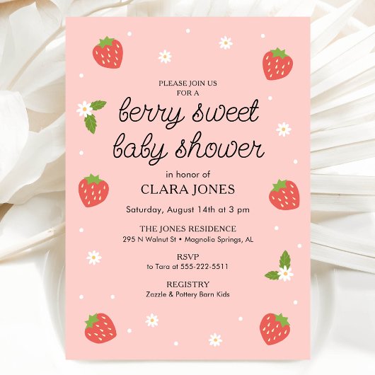 Invitation Berry Sweet Baby shower fraise