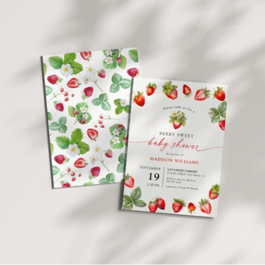 Invitation Berry Sweet Baby shower fraise