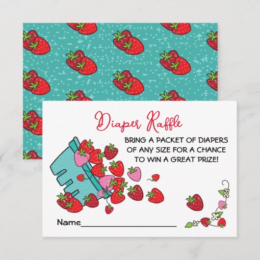 Invitation Berry Sweet Baby shower fraise Raffin de couche de (Devant / Derrière)