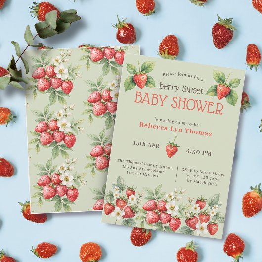 Invitation Berry Sweet Baby shower fraises