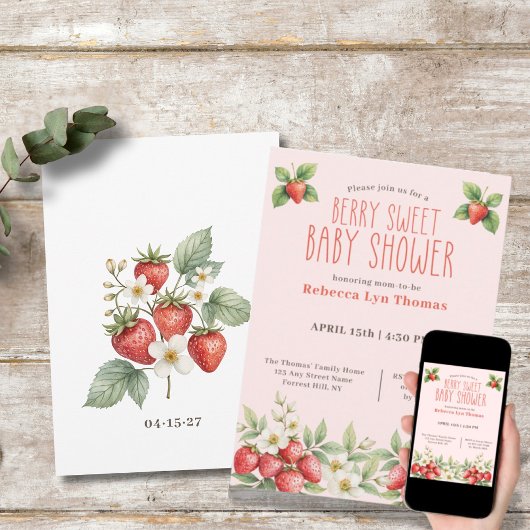 Invitation Berry Sweet Baby shower fraises