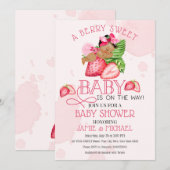 Invitation Berry Sweet Baby shower Invitation! Mon Bébé ! (Devant / Derrière)