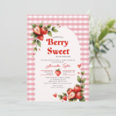 Invitation Berry Sweet Berries Garden Gingham Baby Shower (Debout devant)
