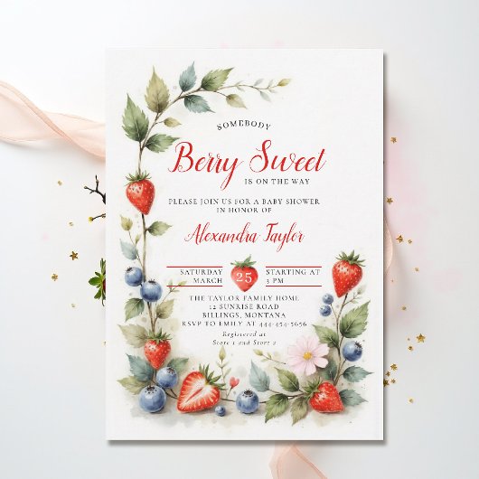 Invitation Berry Sweet Berries Garden Neutral Baby Shower