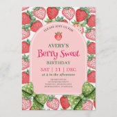 Invitation Berry Sweet Birthday Party Strawberry Birthday (Devant)