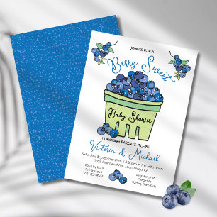 Invitation Berry Sweet Blueberry Baby shower tiré à la main