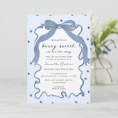 Invitation Berry Sweet Blueberry Bow Hand Drawn Baby Shower (Debout devant)