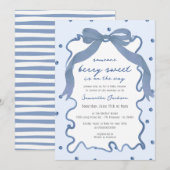 Invitation Berry Sweet Blueberry Bow Hand Drawn Baby Shower (Devant / Derrière)