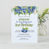Invitation Berry Sweet Blueberry thème Fille's Birthday (Debout devant)