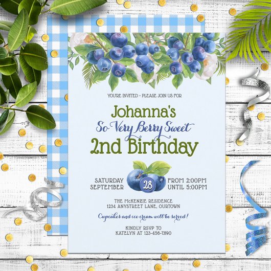 Invitation Berry Sweet Blueberry thème Fille's Birthday